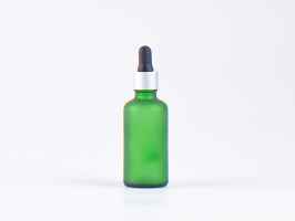 Grünglasflasche 50ml, mit Pipette silber-matt